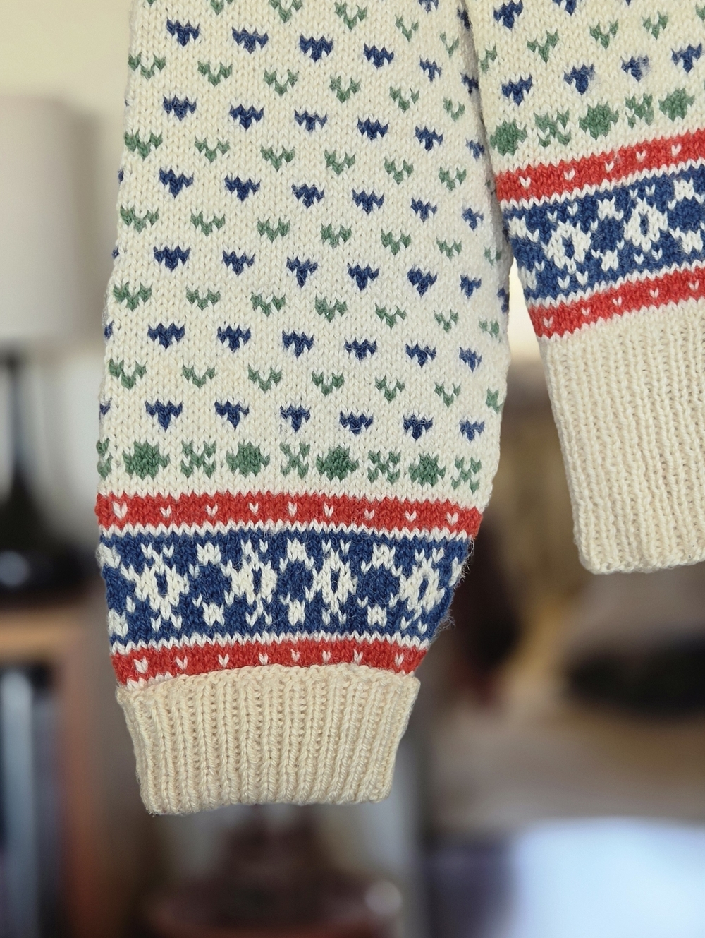 VTG 70s Husfliden Nordic Fair Isle Crewneck Cardigan Sweater - Picture 2 of 7